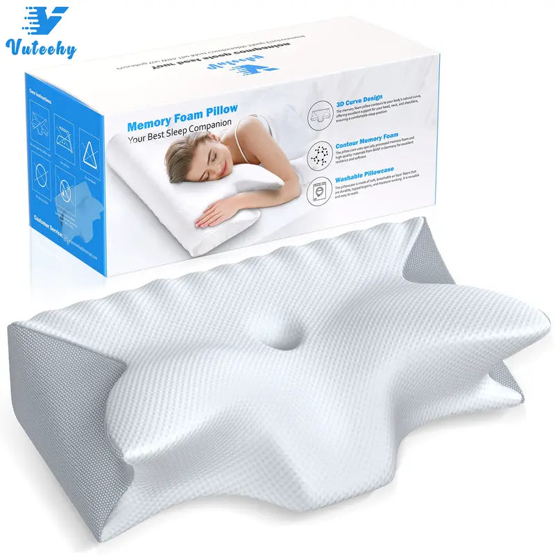 Memory Foam Neck Pillow Bed Pillow for Side Back Sleepers