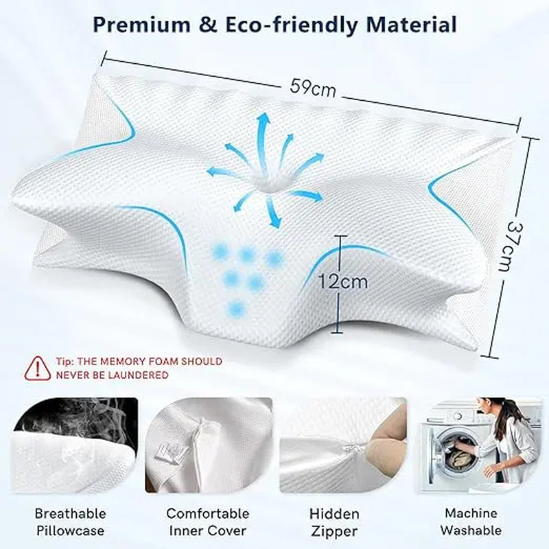 Memory Foam Neck Pillow Bed Pillow for Side Back Sleepers