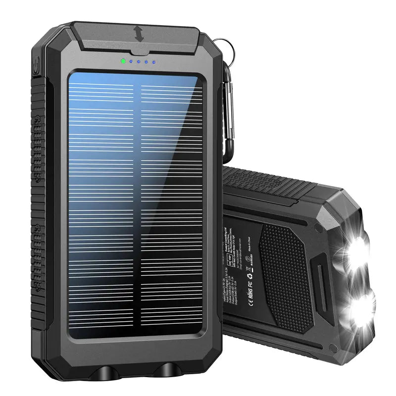 10000Mah Solar Power Bank for Summer Gift, Dual USB Output Port Power Bank with Flashlight, Portable Wireless Car Charger, Solar Power Bank Charger for Iphone