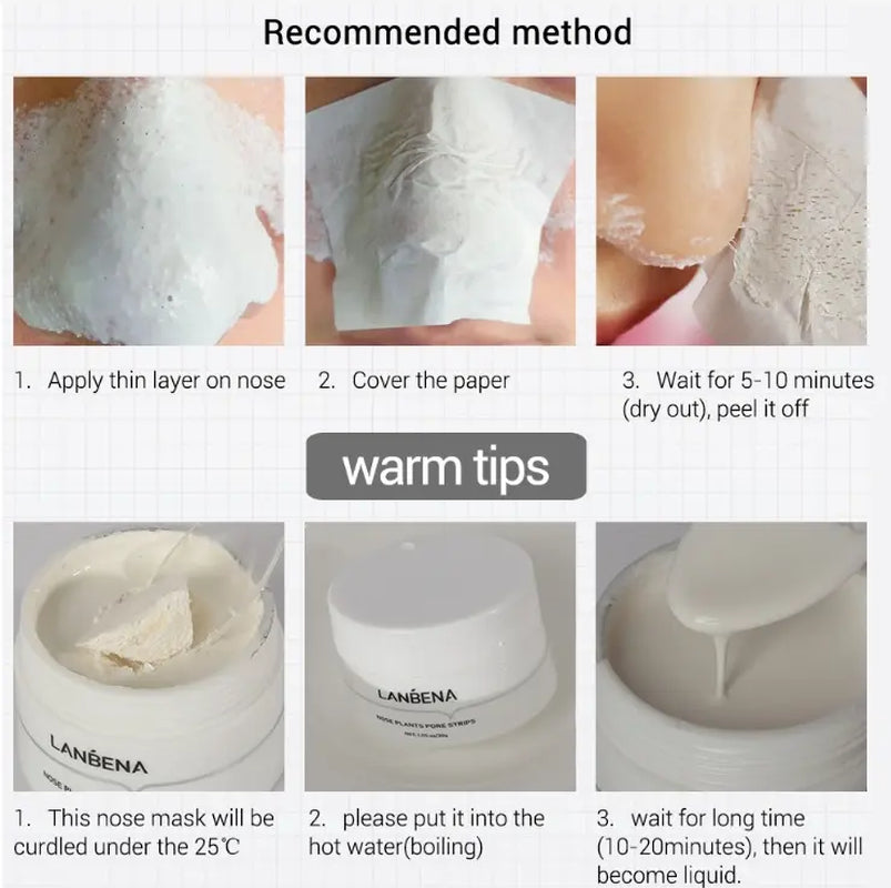 LANBENA Blackhead Remover Peel off Mask with 60 Sheets Paper Strip for Face and Nose Skincare