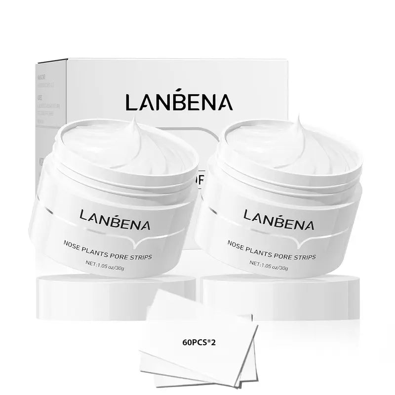 LANBENA Blackhead Remover Peel off Mask with 60 Sheets Paper Strip for Face and Nose Skincare