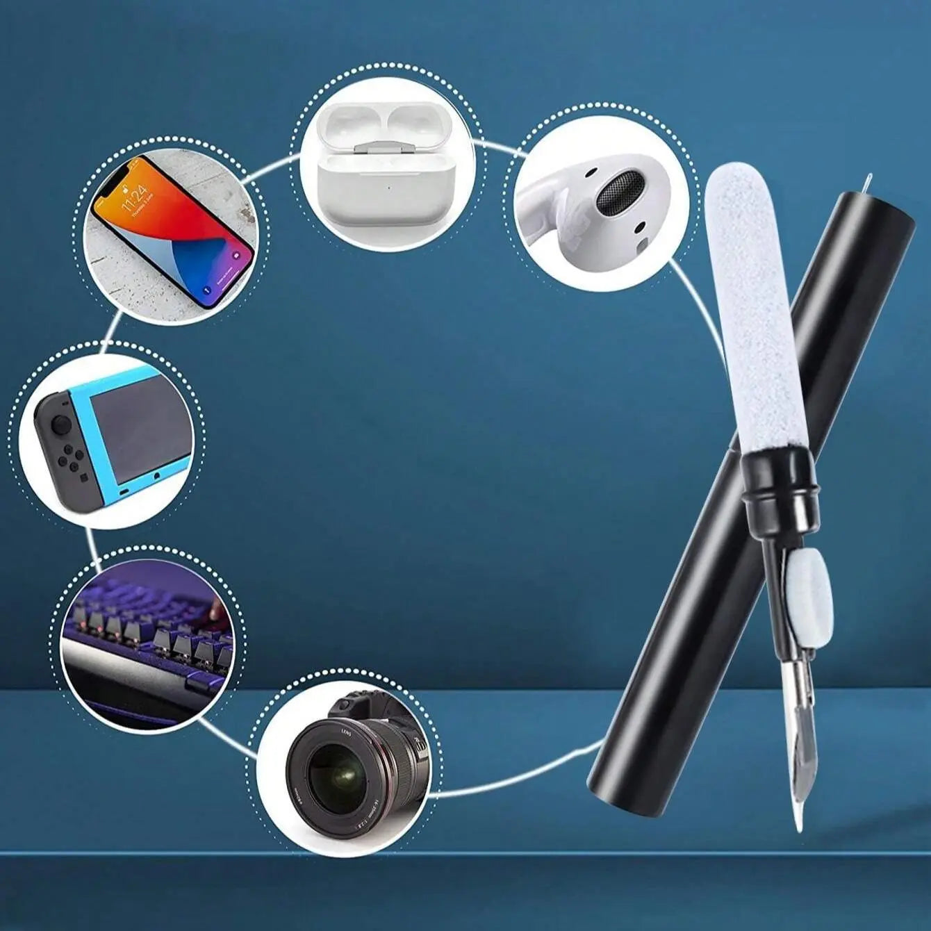 Pen-Shaped Wireless Earbuds Cleaner, Portable 3 in 1 Wireless Earphone Cleaning Brush, Earphone Cleaning Tool for Airpods, Airpods Pro