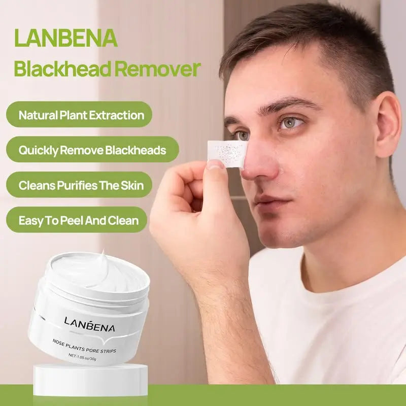 LANBENA Blackhead Remover Peel off Mask with 60 Sheets Paper Strip for Face and Nose Skincare